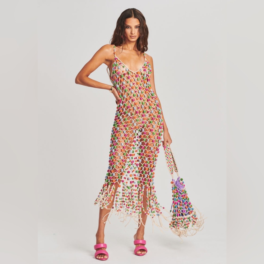 Retrofete Multicolor Crochet Midi Dress